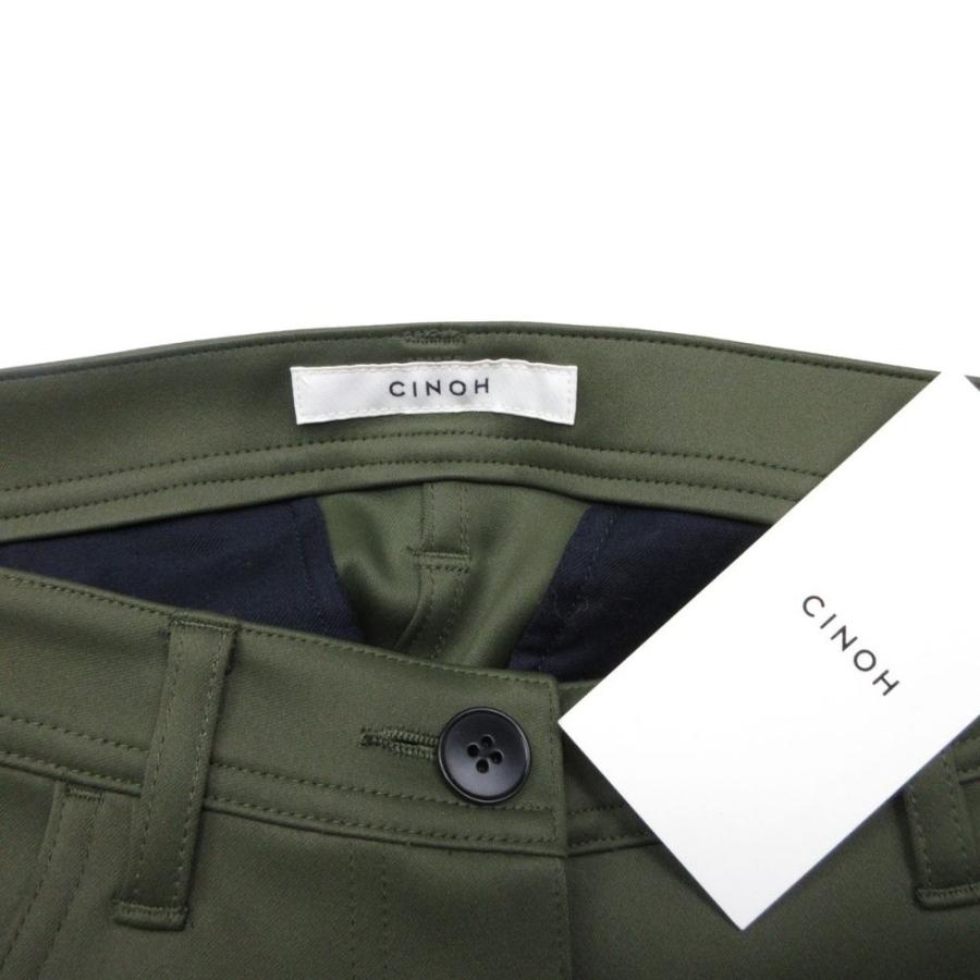 新品同様 CINOH チノ サイドライン ストレッチ素材 テーパードパンツ トラウザー 40 カーキ 黒 ブラック レディース 古着 中古 | CINOH | 06