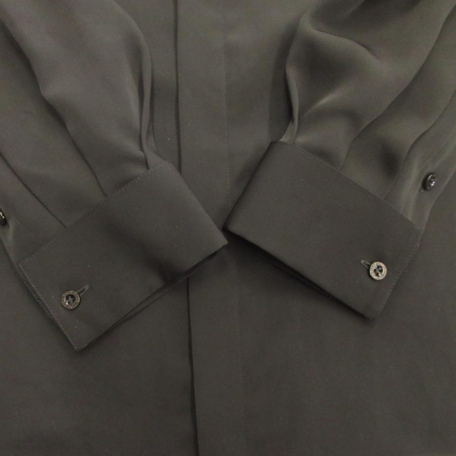 良品 22aw HYKE ハイク バンドカラー シャツ ブラウス カットソー ダブルカフス サテン 比翼 サイズ1 黒 ブラック レディース 古着 中古 | HYKE | 02