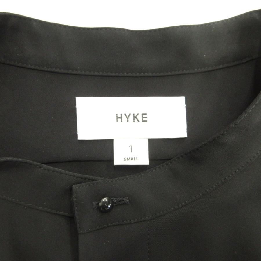 良品 22aw HYKE ハイク バンドカラー シャツ ブラウス カットソー ダブルカフス サテン 比翼 サイズ1 黒 ブラック レディース 古着 中古 | HYKE | 07
