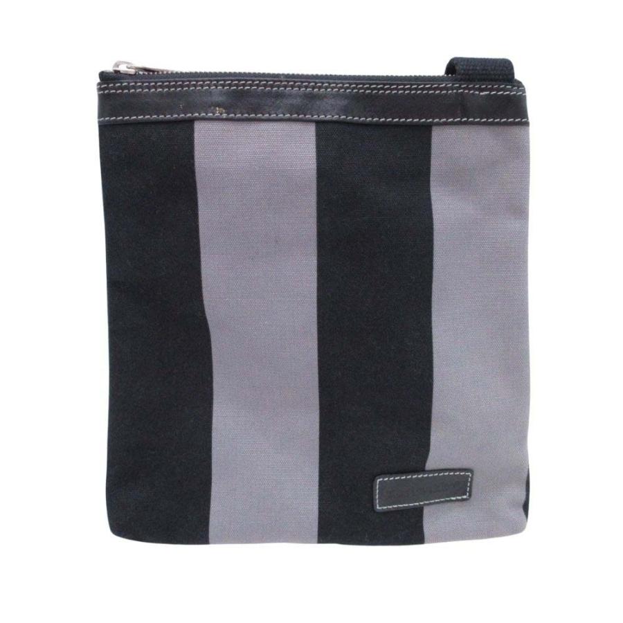 美品 Marimekko マリメッコ ストライプ ショルダーバッグ キャンバス x レザー クロスボディ 鞄 カバン 黒 ブラック グレー レディース 古着 中古 | marimekko | 01