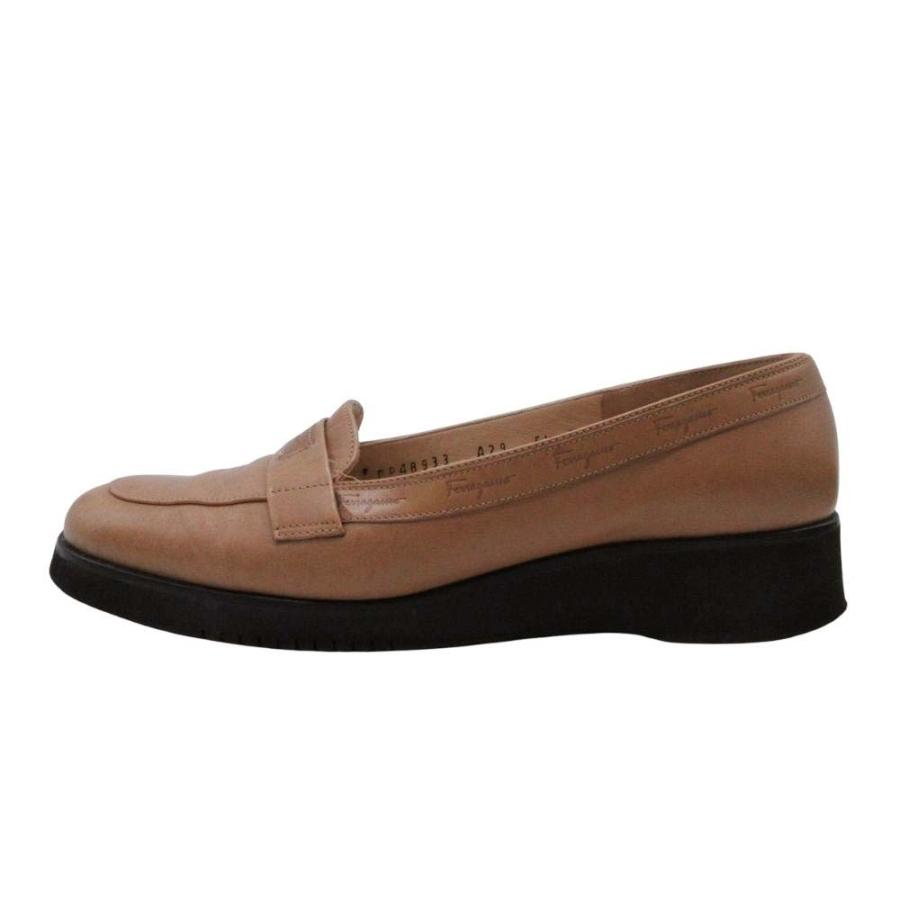 良品 Salvatore Ferragamo サルヴァトーレフェラガモ ラウンドトゥ ローファー スリッポン シューズ 靴 5.5/22.5 キャメル レディース 古着 中古 | 