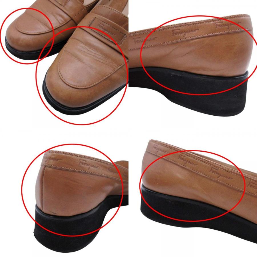 良品 Salvatore Ferragamo サルヴァトーレフェラガモ ラウンドトゥ ローファー スリッポン シューズ 靴 5.5/22.5 キャメル レディース 古着 中古 |  | 09