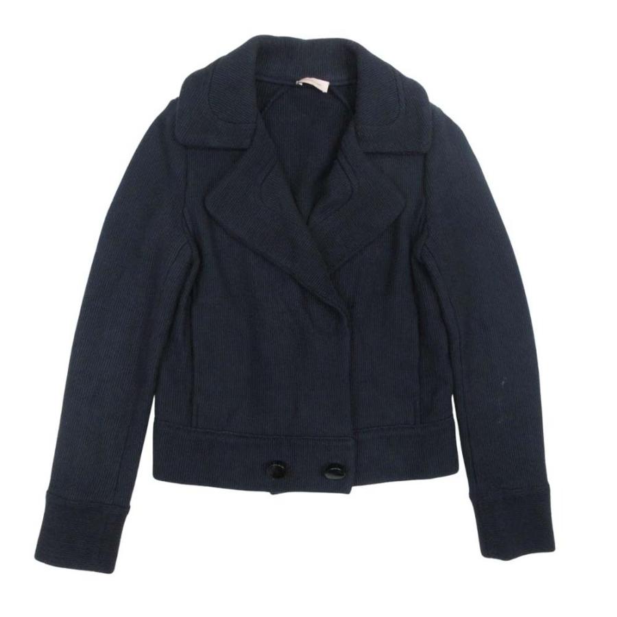 美品 MAISON ULLENS メゾンユーレンス コットンカシミヤ ハーフ ピーコート Pコート ジャケット アウター XS 紺 レディース 古着 中古 | 