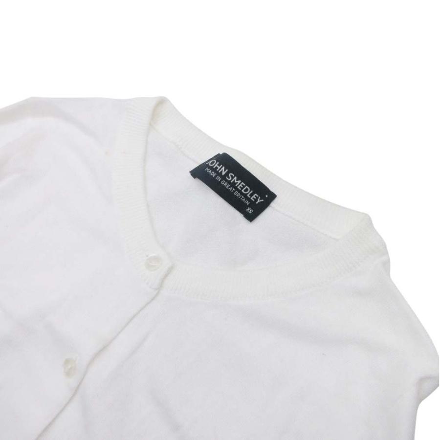良品 JOHN SMEDLEY ジョンスメドレー コットン ニット カーディガン クルーネック 長袖 XS 白 ホワイト レディース 古着 中古 | JOHN SMEDLEY | 03
