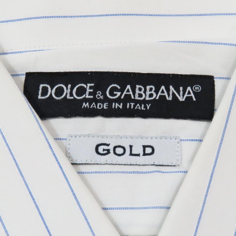 未使用 DOLCE&GABBANA ドルチェアンドガッバーナ GOLD コットン ドレスシャツ ピンストライプ 長袖 カットソー 37 ホワイト メンズ 古着 中古 | DOLCE&GABBANA | 04