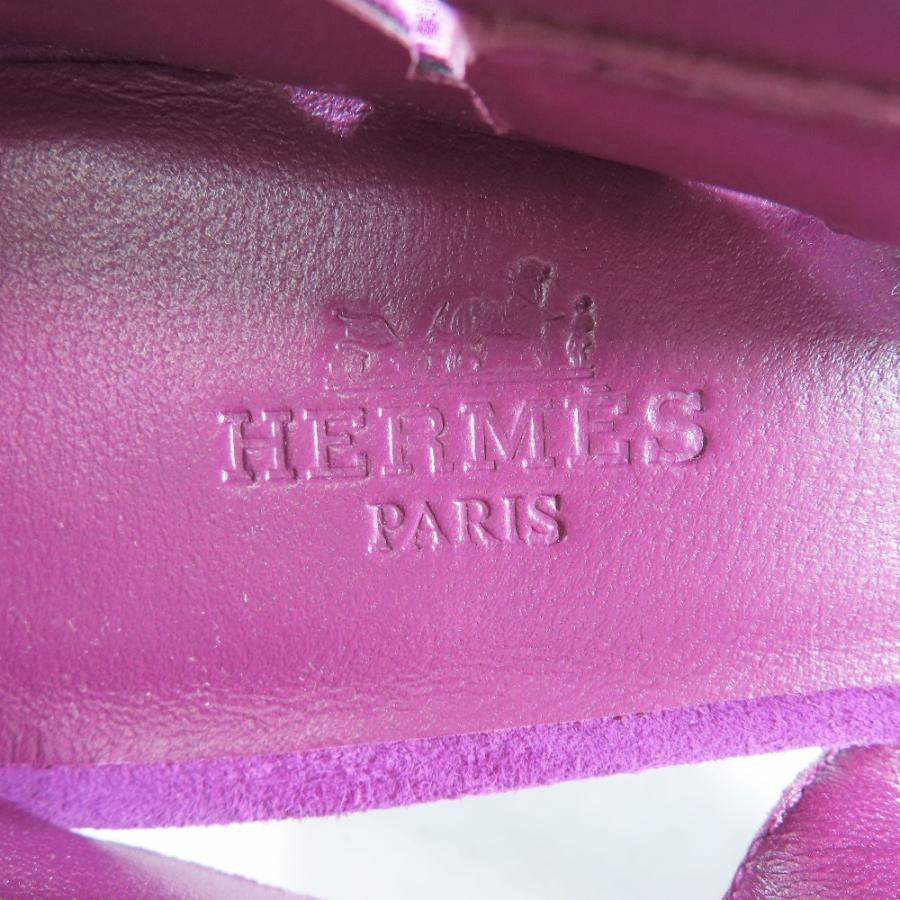 未使用 23ss HERMES エルメス ジーナ スエード レザー パンプス シェーヌ・ダンクル スリングバック 靴 シューズ パープル 36.5 レディース 古着 中古_5