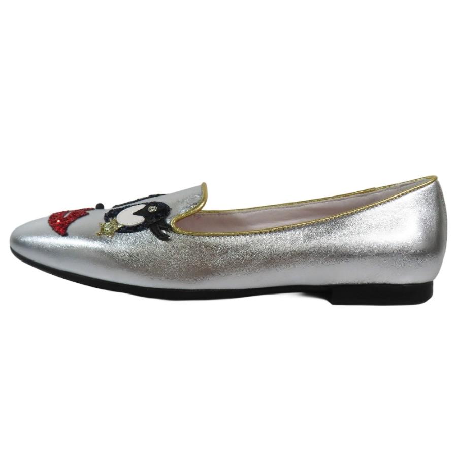 未使用 TOD'S トッズ BALLERINA FLAT サーカス ゴンミーニ ローファー フラットシューズ スリッポン グリッター レザー 35 シルバー レディース 古着 中古 |  | 01