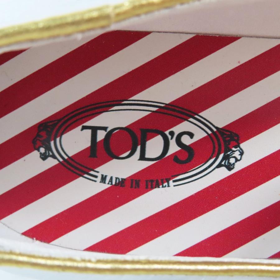未使用 TOD'S トッズ BALLERINA FLAT サーカス ゴンミーニ ローファー フラットシューズ スリッポン グリッター レザー 35 シルバー レディース 古着 中古 |  | 06