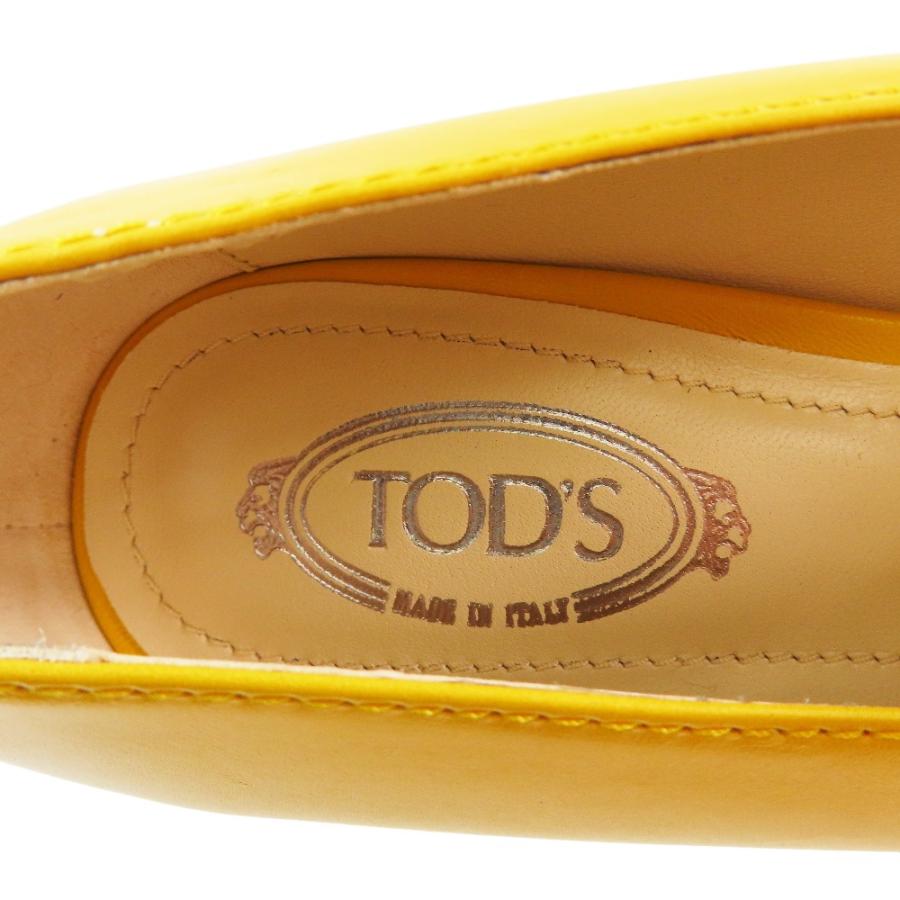 未使用 TOD'S トッズ CUOIO INIEZ チャンキーヒール パンプス シューズ スクエアトゥ レザー 35.5 イエロー レディース 古着 中古_6