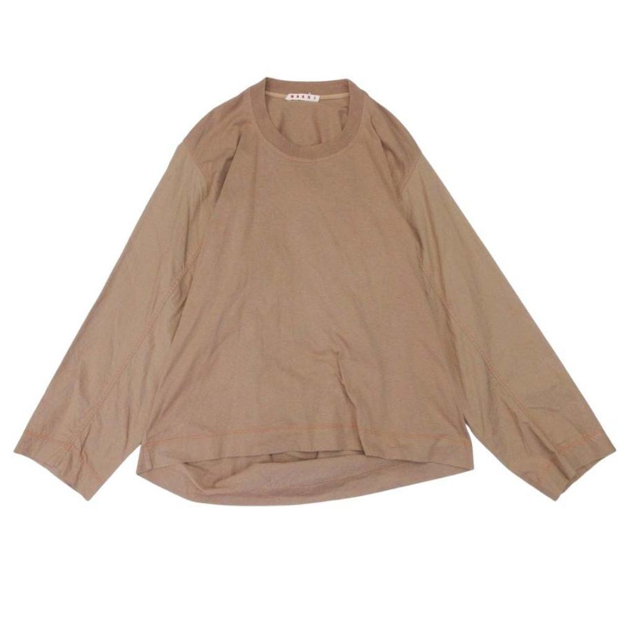 良品 17aw MARNI マルニ バックドレープ Tシャツ カットソー プルオーバー トップス クルーネック 長袖 40 茶 ブラウン レディース 古着 中古 | MARNI | 02