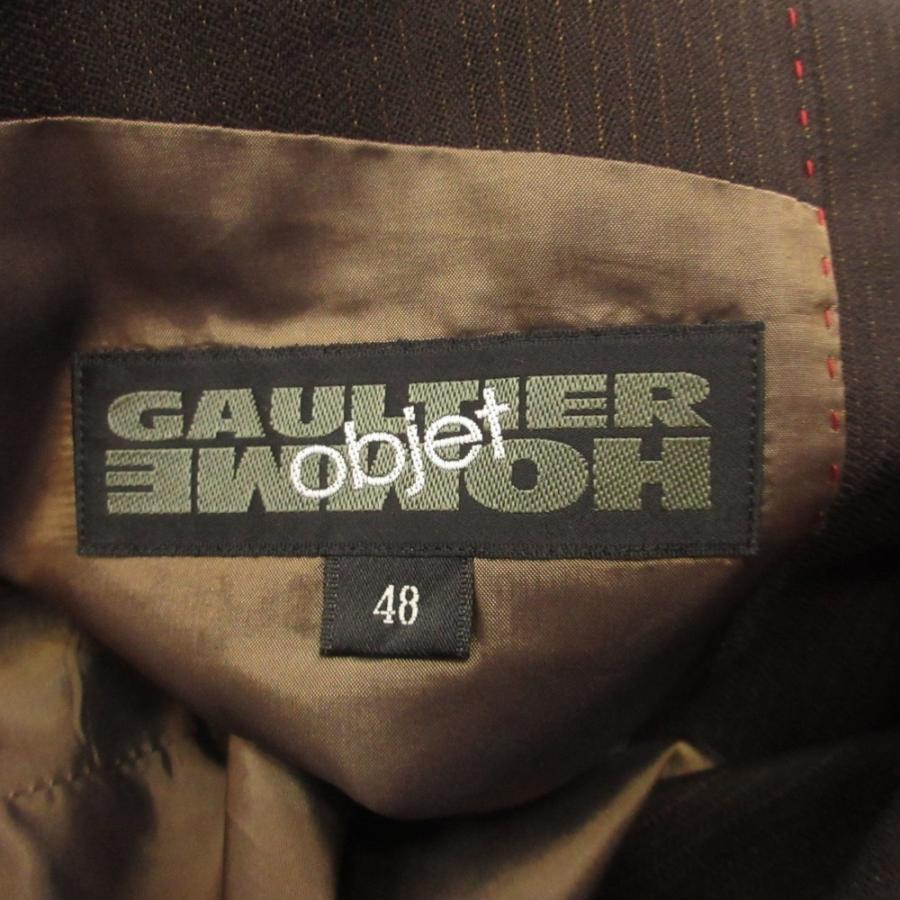 美品 GAULTIER HOMME objet ゴルチエ オム オブジェ 90's スーツ セットアップ ジャケット パンツ 3B ヴィンテージ 48 茶 ブラウン メンズ 古着 中古_7