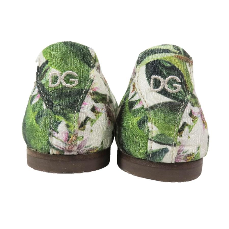 未使用 DOLCE&GABBANA ドルチェアンドガッバーナ キッズ 子供靴 DGロゴ パンプス フラットシューズ ボタニカル 花柄 26 緑 キッズ 古着 中古 | DOLCE&GABBANA | 02