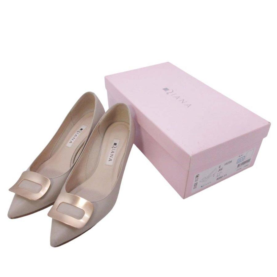 良品 DIANA ダイアナ メタルスクエアバックル パンプス ポインテッドトゥ 5cmヒール シューズ 靴 22.5cm ベージュ レディース 古着 中古 | DIANA | 06