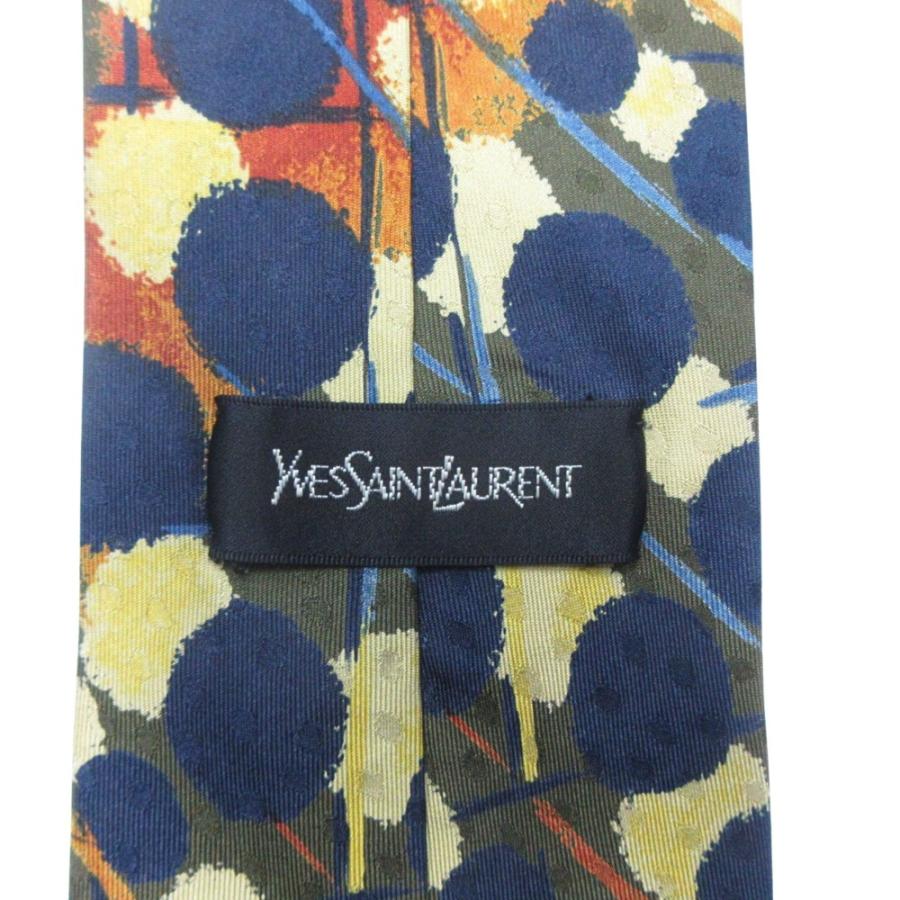 美品 YVES SAINT LAURENT イヴサンローラン シルク ネクタイ ビジネス パーティ ヴィンテージ ビンテージ 総柄 ドット メンズ 古着 中古 | Yves Saint Laurent | 02