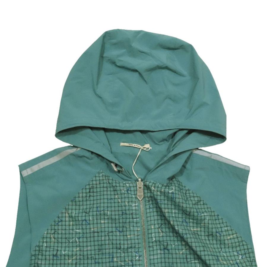 未使用 HERMES エルメス Hロゴ総柄 リバーシブル ジップアップ ナイロン ベスト ノースリーブ ジャケット チェック柄 48 グリーン系 メンズ 古着 中古 | HERMES | 02