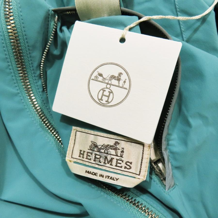 未使用 HERMES エルメス Hロゴ総柄 リバーシブル ジップアップ ナイロン ベスト ノースリーブ ジャケット チェック柄 48 グリーン系 メンズ 古着 中古 | HERMES | 06
