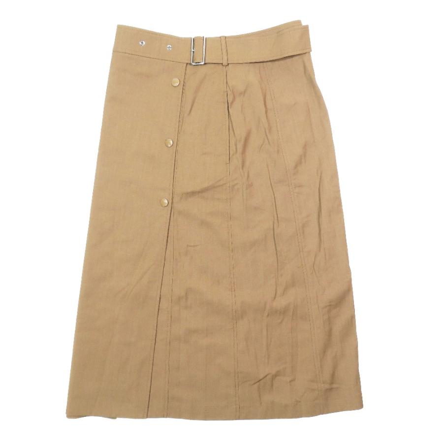 未使用 BURBERRY バーバリー ロングスカート タイトスカート ラップスカート ベルト ロゴボタン ボトムス 8042105 ブラウン 40 レディース 古着 中古 | BURBERRY