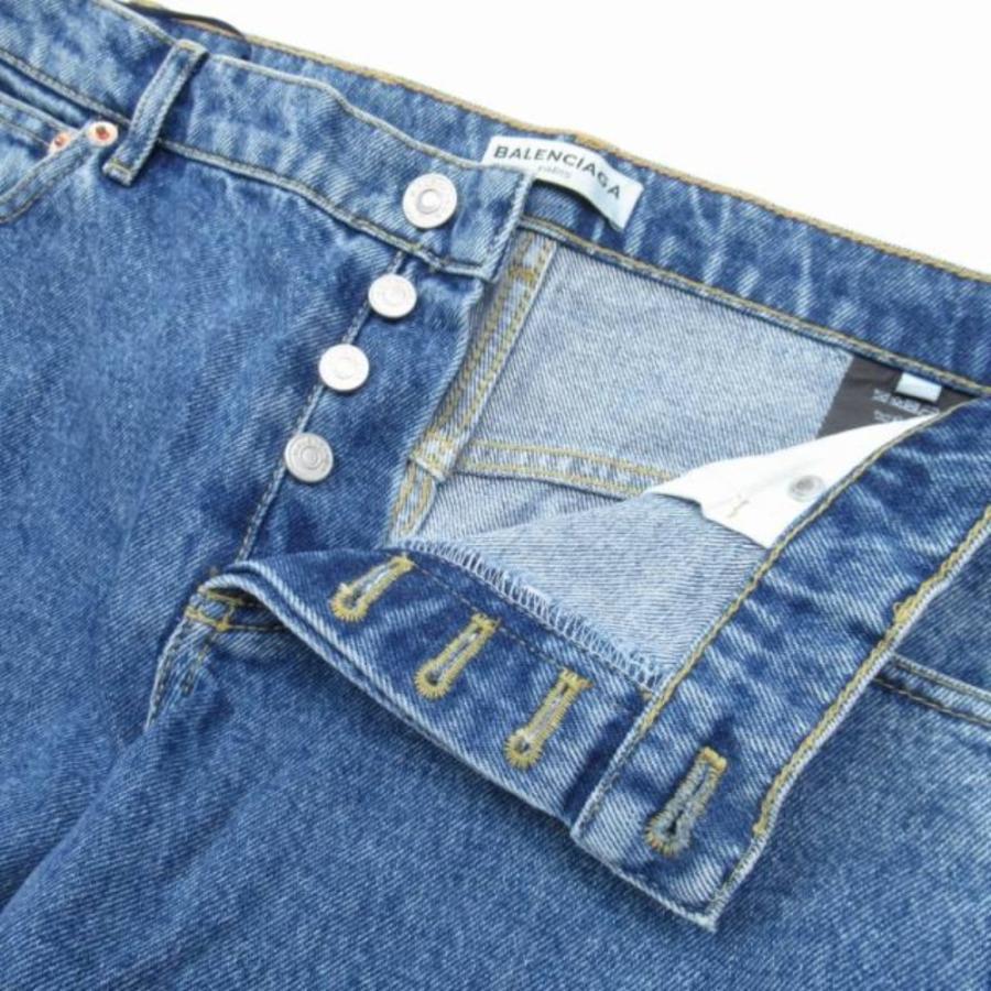 美品 2016年製 BALENCIAGA バレンシアガ ROCKABILLY ワイドレッグ デニム クロップド ジーンズ パンツ 36 インディゴ レディース 古着 中古 | BALENCIAGA | 02