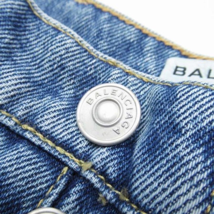 美品 2016年製 BALENCIAGA バレンシアガ ROCKABILLY ワイドレッグ デニム クロップド ジーンズ パンツ 36 インディゴ レディース 古着 中古 | BALENCIAGA | 05