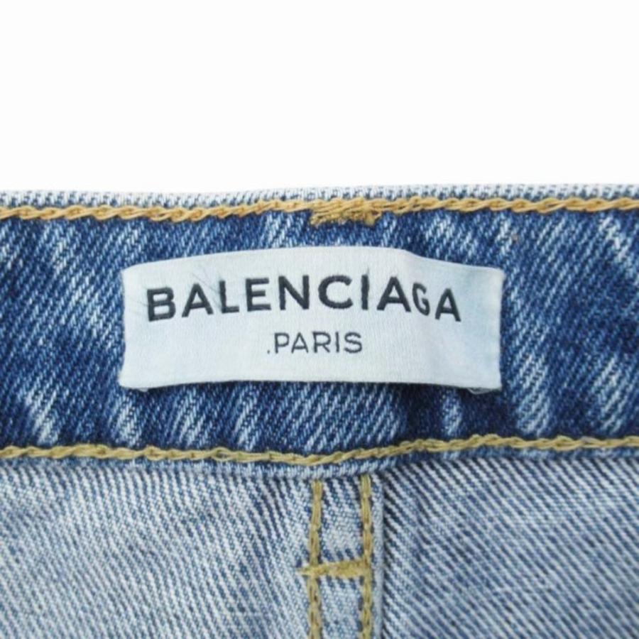 美品 2016年製 BALENCIAGA バレンシアガ ROCKABILLY ワイドレッグ デニム クロップド ジーンズ パンツ 36 インディゴ レディース 古着 中古 | BALENCIAGA | 07