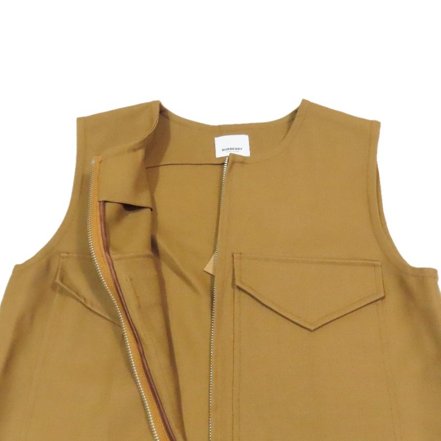 未使用 BURBERRY バーバリー ウール ジャンプスーツ サロペット ハーフジップ ノースリーブ ロング ワイドパンツ 38 ブラウン レディース 古着 中古 | BURBERRY | 02