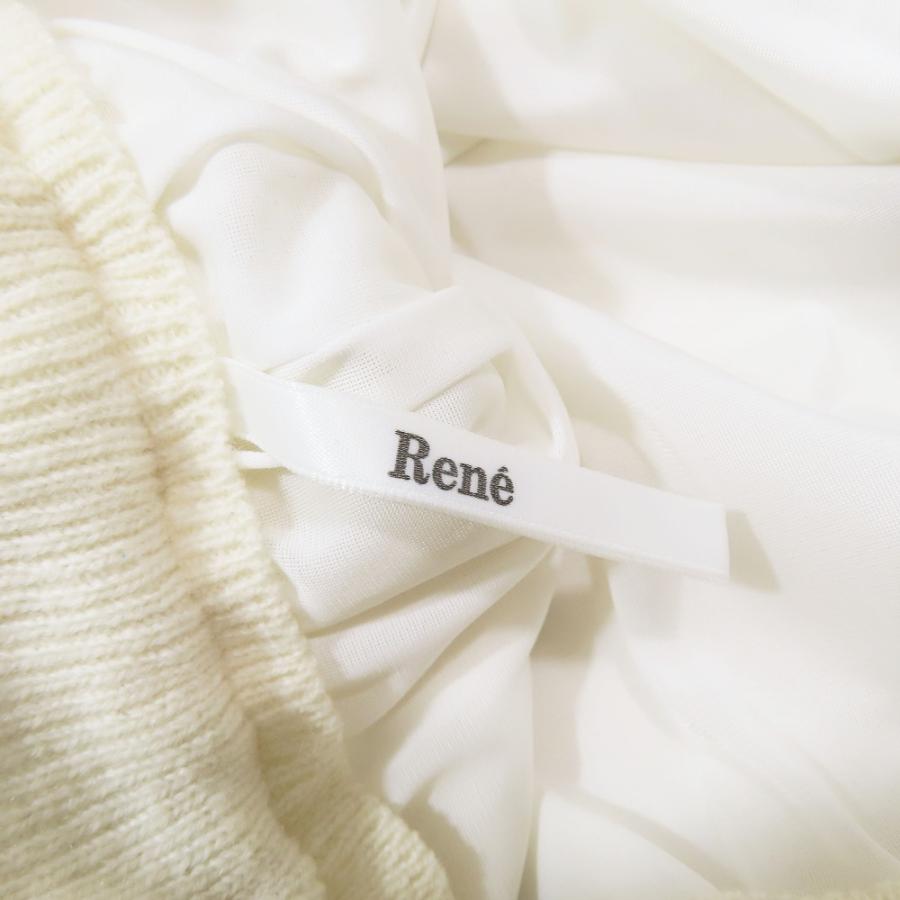 美品 Rene ルネ ホールガーメント リブニット ハーフ スカート フレア 膝丈 6232580 ベージュ 34 レディース 古着 中古 | Rene | 04