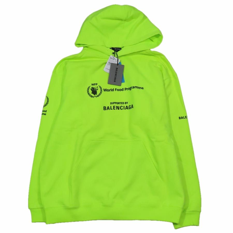 未使用 22年製 BALENCIAGA バレンシアガ World Food Program Hoodie スウェット パーカー プルオーバー カットソー S ネオングリーン メンズ レディース 古着 中 | BALENCIAGA