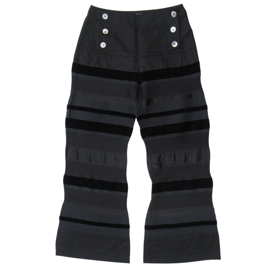 美品 JUNYA WATANABE ジュンヤワタナベ ギャルソン ベロア パッチワーク ワイド フレア パンツ 黒 ブラック レディース 古着 中古 | JUNYA WATANABE