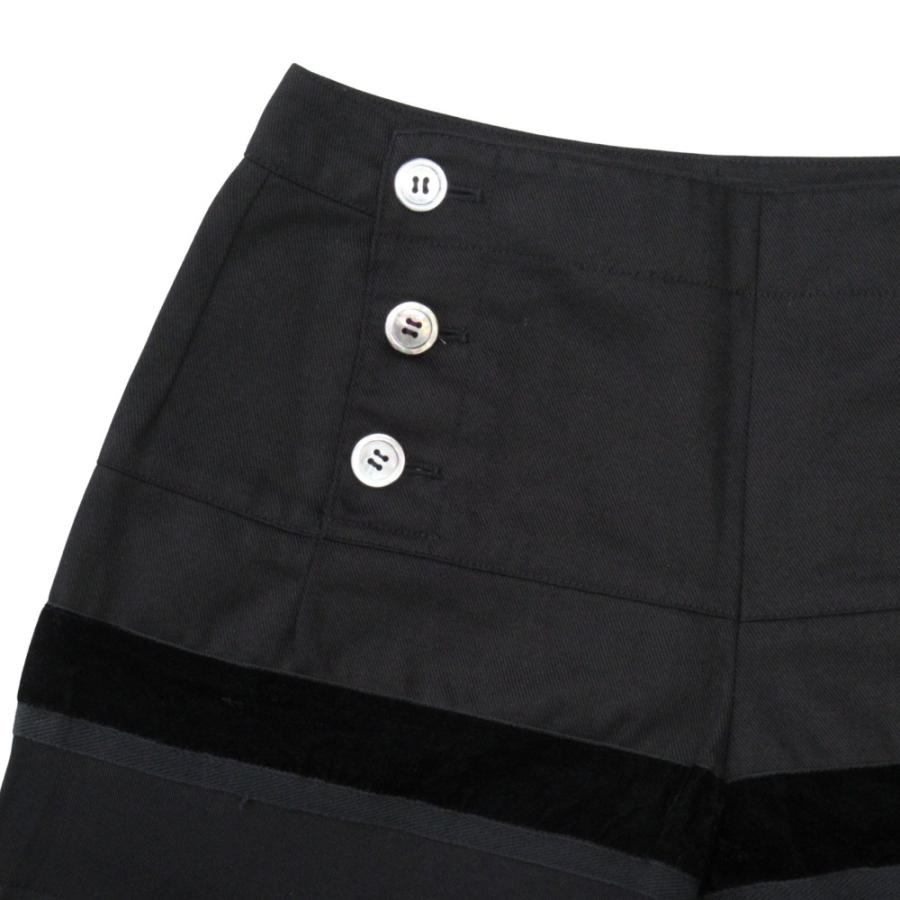 美品 JUNYA WATANABE ジュンヤワタナベ ギャルソン ベロア パッチワーク ワイド フレア パンツ 黒 ブラック レディース 古着 中古 | JUNYA WATANABE | 02