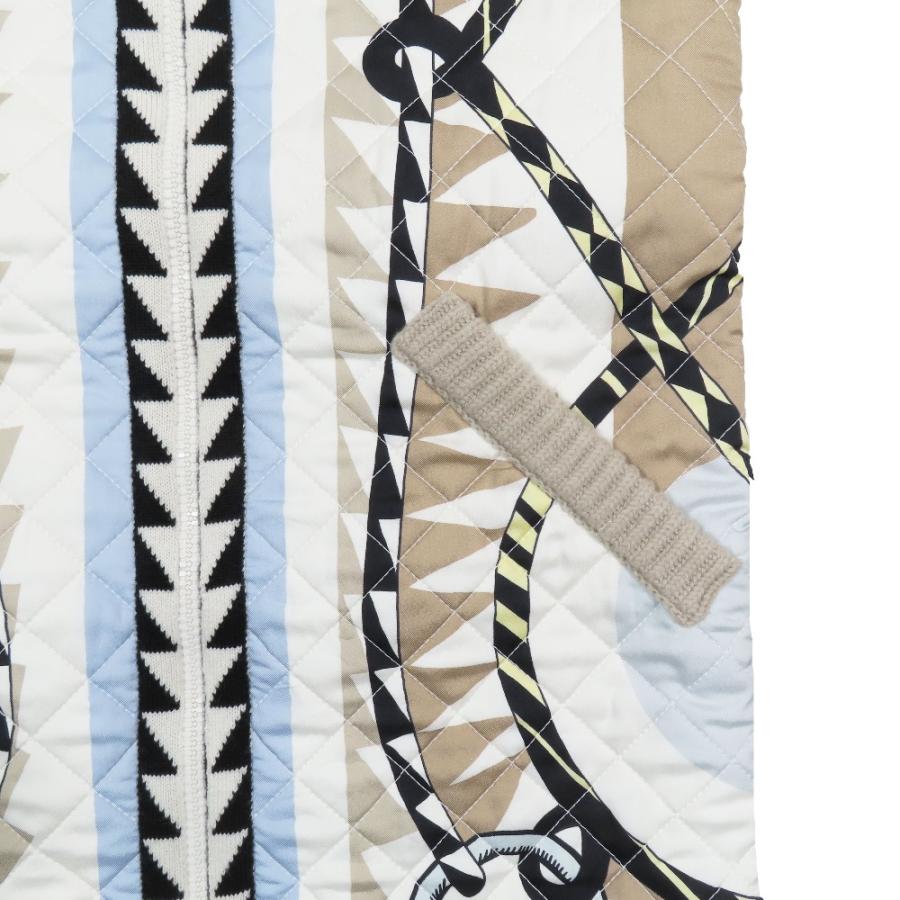 未使用 HERMES エルメス ツイルレーヌ カシシル スカーフプリント ニット切替 キルティング ロングダウンベスト ジレ ベージュ 36 レディース 古着 中古 | HERMES | 04