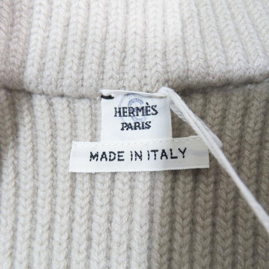 未使用 HERMES エルメス ツイルレーヌ カシシル スカーフプリント ニット切替 キルティング ロングダウンベスト ジレ ベージュ 36 レディース 古着 中古 | HERMES | 06