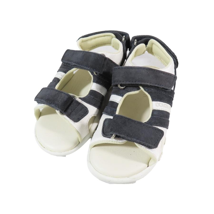 美品 DOLCE\u0026GABBANA ドルチェアンドガッバーナ キッズ 子供靴 スポーツサンダル ロゴ スエード 靴 シューズ 紺シルバー26 キッズ 古着 中古の画像