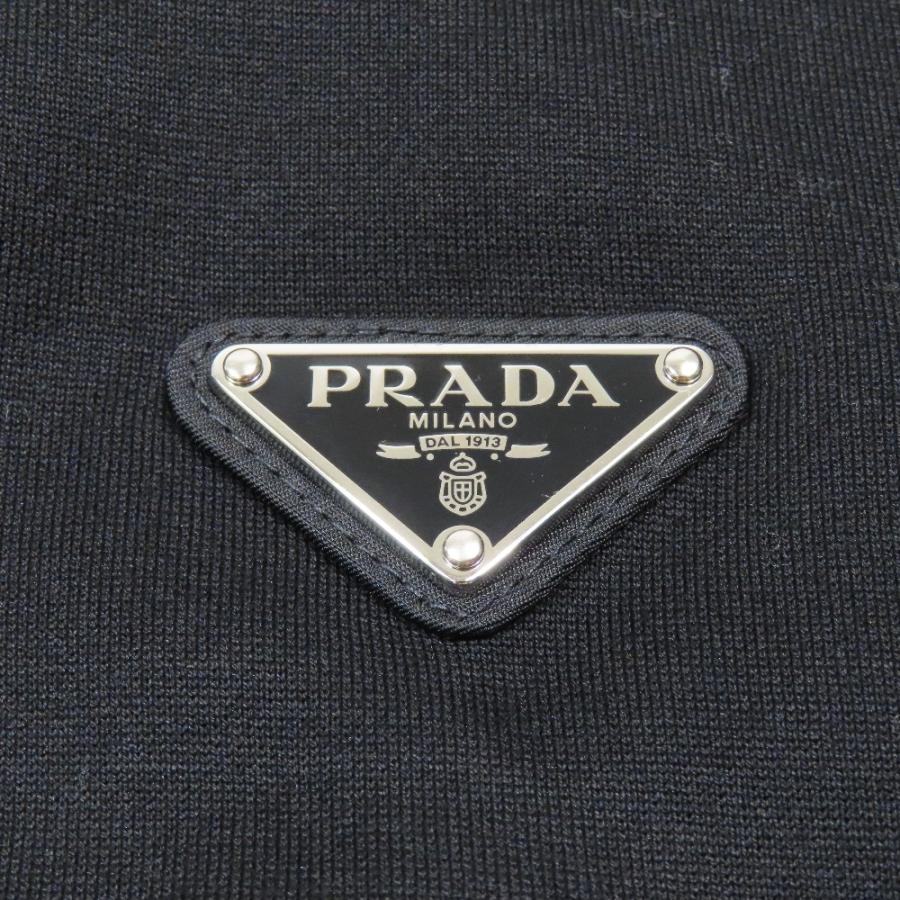 新品同様 22aw PRADA プラダ トライアングルロゴ スウェット 三角ロゴプレート トレーナー RE-NYLON ナイロン 切替 UJL30A XS ブラック メンズ 古着 中古の画像