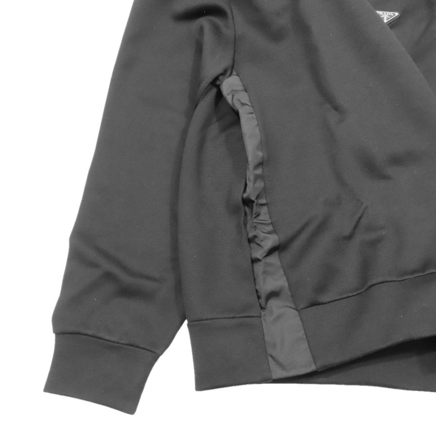 新品同様 22aw PRADA プラダ トライアングルロゴ スウェット 三角ロゴプレート トレーナー RE-NYLON ナイロン 切替 UJL30A XS ブラック メンズ 古着 中古の画像
