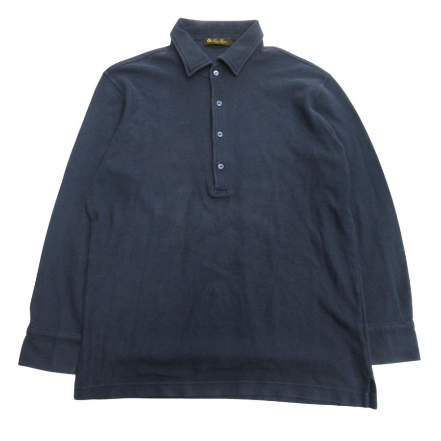 Loro Piana ロロピアーナ ロング ポロシャツ カットソー 長袖 無地 L ネイビー メンズ 古着 中古 | Loro Piana