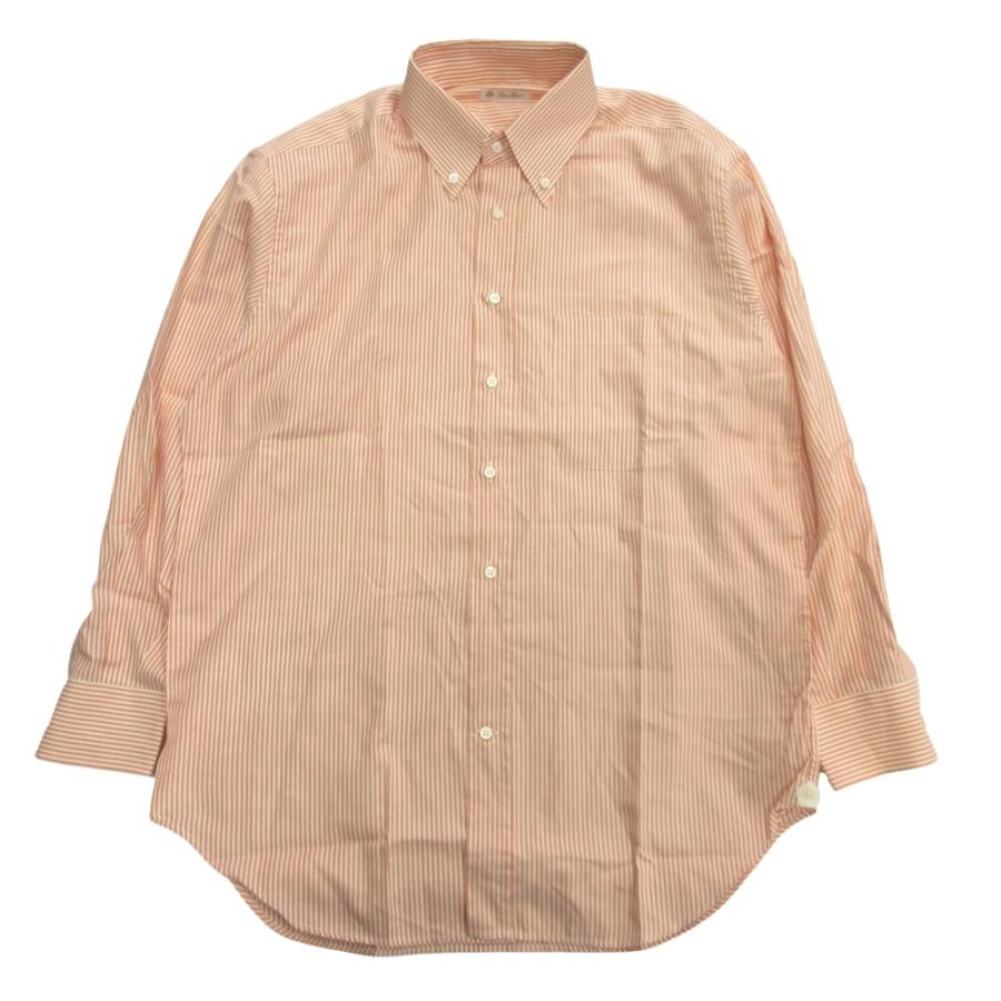 新品同様 Loro Piana ロロピアーナ ボタンダウン ドレス ワイシャツ カットソー ストライプ ビオジネス フォーアマル 17/43 オレンジ メンズ 古着 中古 | Loro Piana