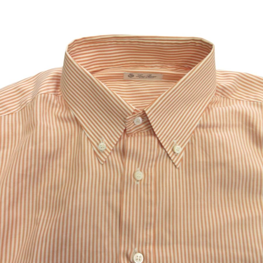 新品同様 Loro Piana ロロピアーナ ボタンダウン ドレス ワイシャツ カットソー ストライプ ビオジネス フォーアマル 17/43 オレンジ メンズ 古着 中古 | Loro Piana | 02