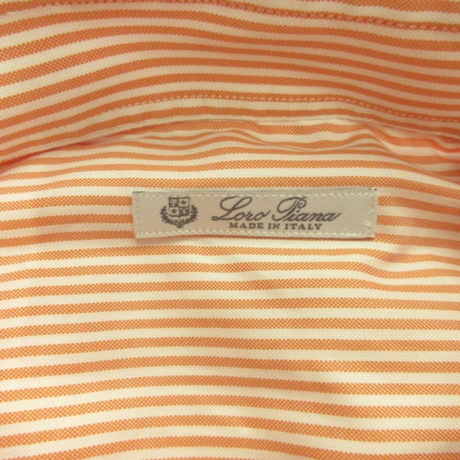 新品同様 Loro Piana ロロピアーナ ボタンダウン ドレス ワイシャツ カットソー ストライプ ビオジネス フォーアマル 17/43 オレンジ メンズ 古着 中古 | Loro Piana | 04