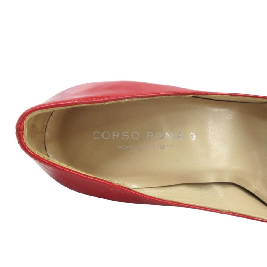 良品 CORSO ROMA 9 コルソローマ ノーヴェ エナメル レザー パンプス シューズ ヒール 靴 オープントゥ サイズ36 赤 レッド レディース 古着 中古 |  | 04
