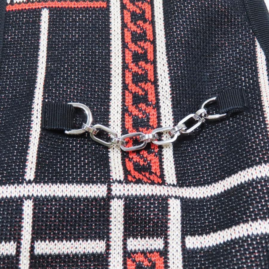 未使用 HERMES エルメス Tartan et Chaines Milano フロントジップ ノースリーブ ワンピース Aライン ロングジレ ベスト 34 レッド レディース 古着 中古の画像