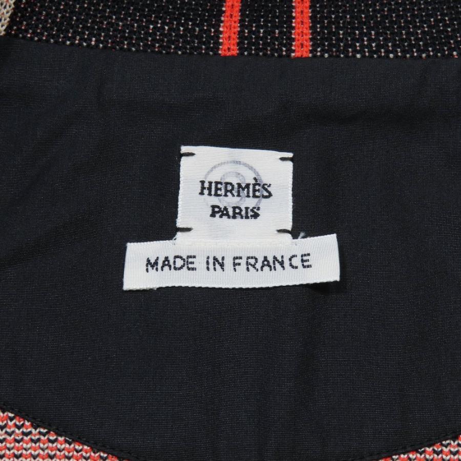 未使用 HERMES エルメス Tartan et Chaines Milano フロントジップ ノースリーブ ワンピース Aライン ロングジレ ベスト 34 レッド レディース 古着 中古の画像