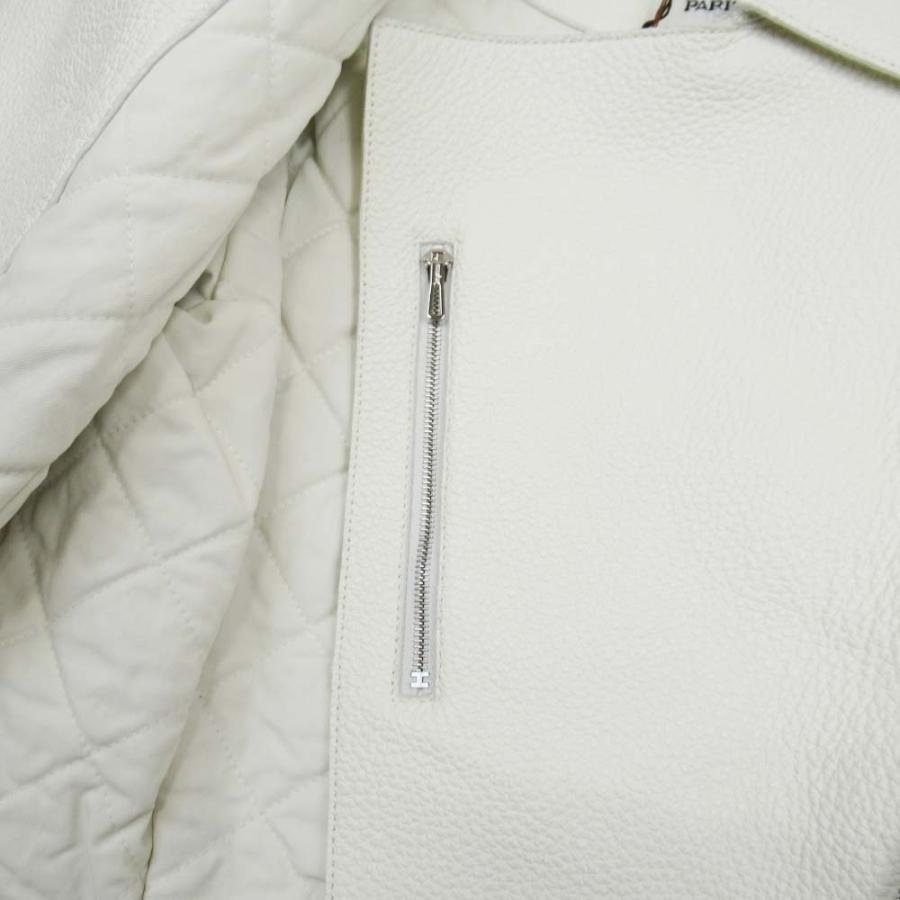 新品同様 HERMES エルメス ディアスキン 鹿革 ダブルライダース ジャケット キルティング ブルゾン アウター 34 白 ホワイト レディース 古着 中古の画像
