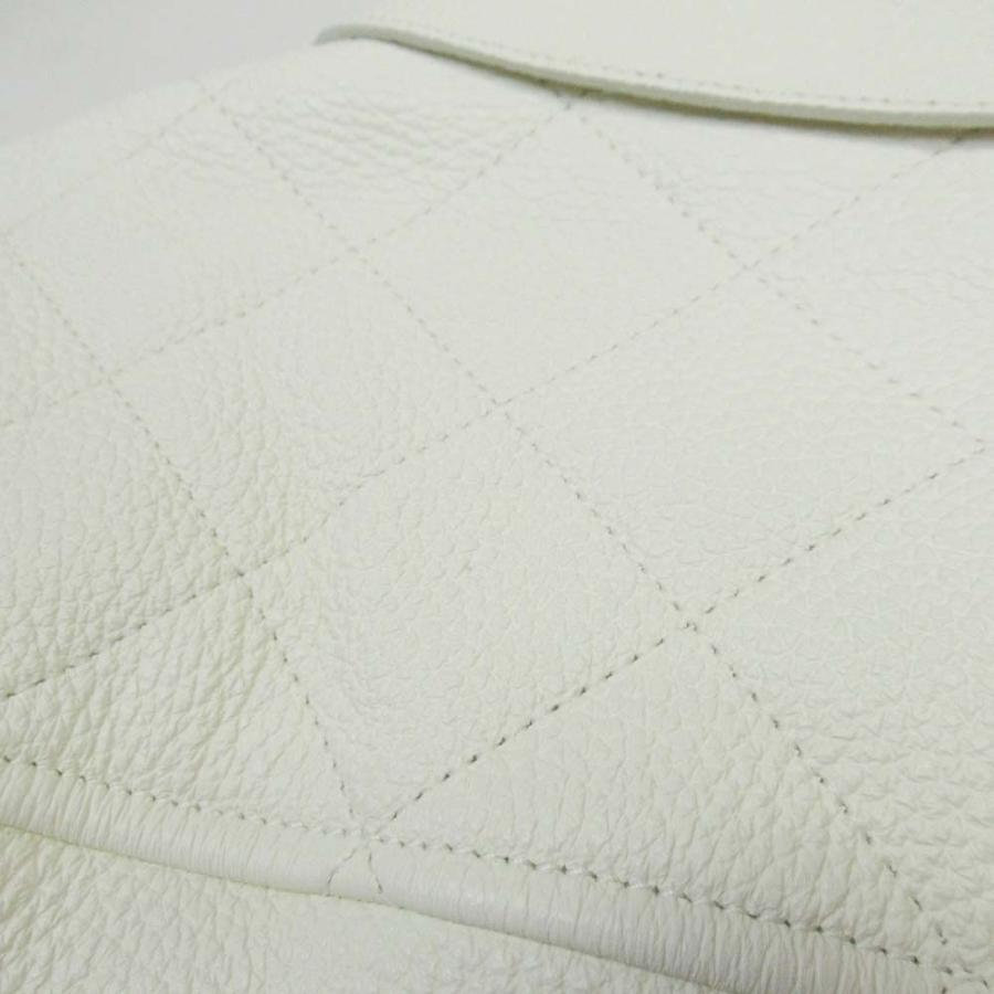 新品同様 HERMES エルメス ディアスキン 鹿革 ダブルライダース ジャケット キルティング ブルゾン アウター 34 白 ホワイト レディース 古着 中古の画像