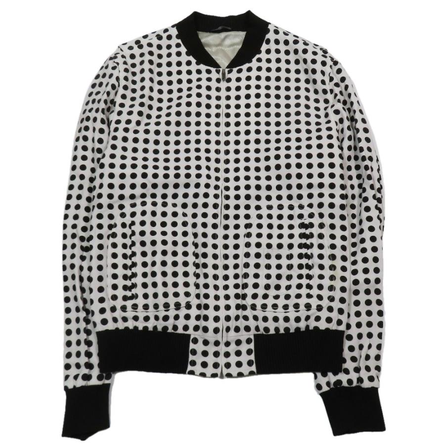 未使用 DOLCE&GABBANA ドルチェアンドガッバーナ ドット ブルゾン ジャケット ジップアップ 52 オフホワイト ブラウン メンズ 古着 中古 | DOLCE&GABBANA