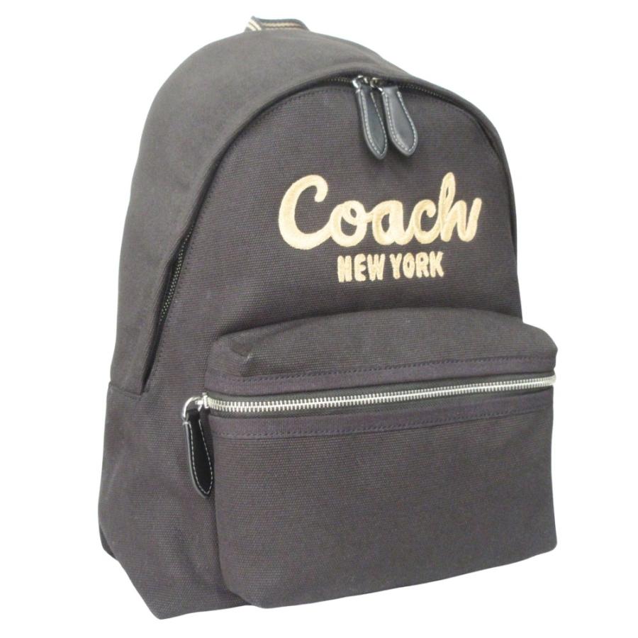 美品 COACH コーチ カーゴ バックパック バッグ リュック ロゴ 刺繍 キャンバス グロスグレイン CAM76 黒 ブラック メンズ レディース 古着 中古_1