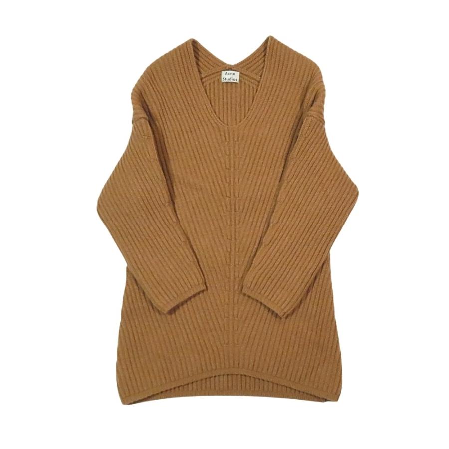 美品 Acne Studios アクネストゥディオズ ウール DEKA リブ ニット ワンピース オーバルネック ミニ丈 プルオーバー XS 茶 レディース 古着 中古 | Acne Studios | 04