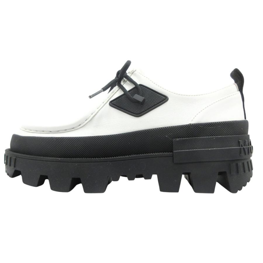 未使用 MONCLER モンクレール Mon Wallabee ワラビー ブーツ シューズ 靴 レザー バイカラー ロゴ サイズ35 22cm 白 黒 レディース 古着 中古 | MONCLER