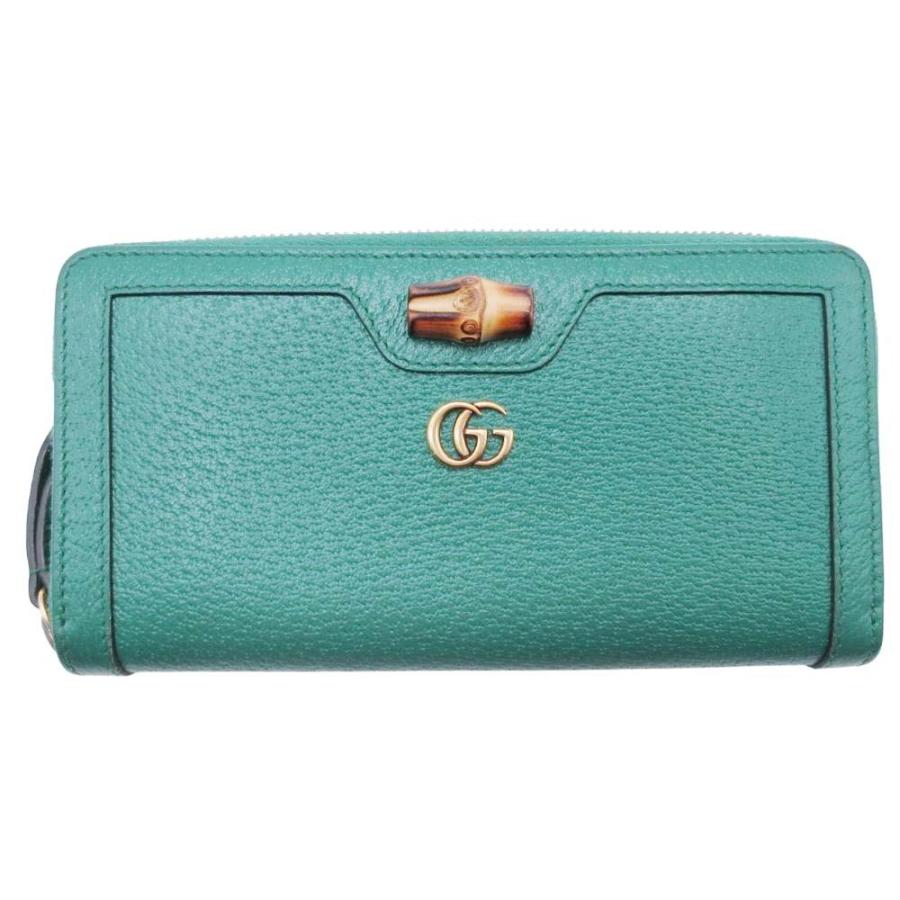 美品 GUCCI グッチ ダブルGロゴ バンブー 長財布 ロングウォレット ラウンドファスナー 小銭入れ付き 緑 グリーン メンズ レディース 古着 中古 USED GUCCI（グッチ） 美品 ダブルGロゴ バンブー 長財布 ロングウォレット