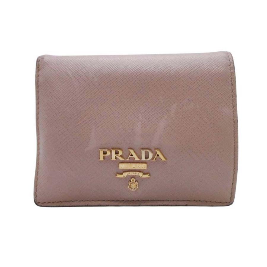 PRADA プラダ 1MV204 サフィアーノレザー マルチカラー 二つ折り財布 コンパクトウォレット 小銭入れ有 ベージュ レディース 古着 中古 | PRADA