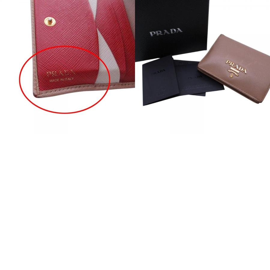 PRADA プラダ 1MV204 サフィアーノレザー マルチカラー 二つ折り財布 コンパクトウォレット 小銭入れ有 ベージュ レディース 古着 中古 | PRADA | 09